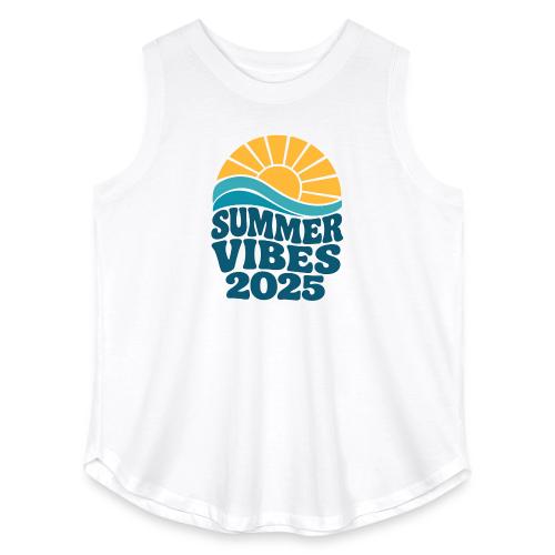 Summer Vibes 2025 Retro Sunset T-Shirt | Fun Beach - Women's Curvy Relaxed Tank Top