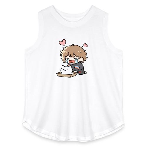 Crying Chibi Boy with Stray Cat - Women's Curvy Relaxed Tank Top