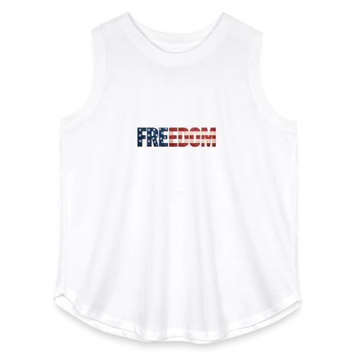Freedom American Flag Distressed Patriotic Shirt - Women's Curvy Relaxed Tank Top