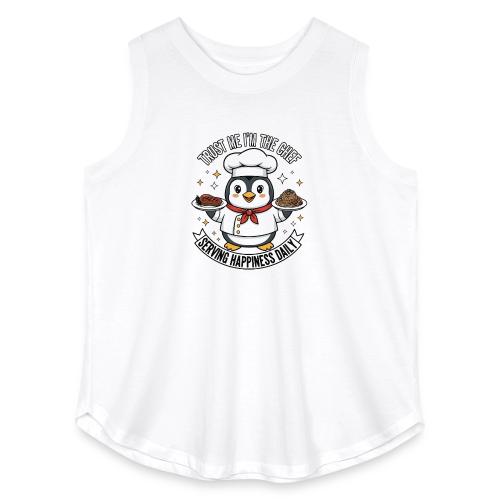 cute Penguin Chef-Funny Cartoon Daily Happiness - Women's Curvy Relaxed Tank Top