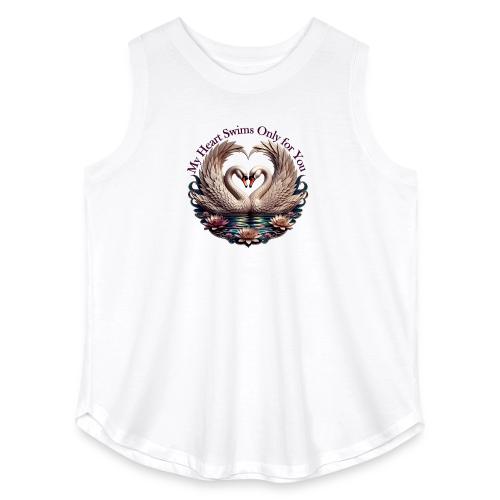 My Heart Swims Only for You Swan Heart T-Shirt - Women's Curvy Relaxed Tank Top