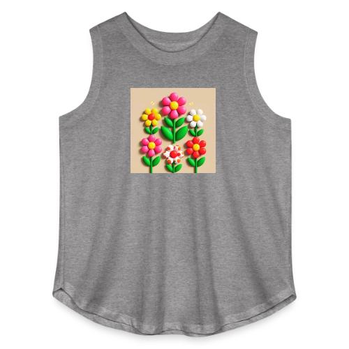 3D Flowers and Butterflies in Amber, Floral Design - Women's Curvy Relaxed Tank Top