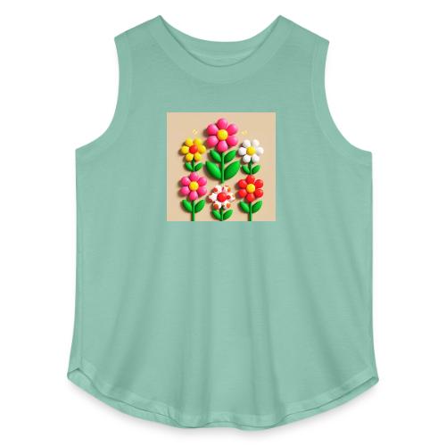 3D Flowers and Butterflies in Amber, Floral Design - Women's Curvy Relaxed Tank Top