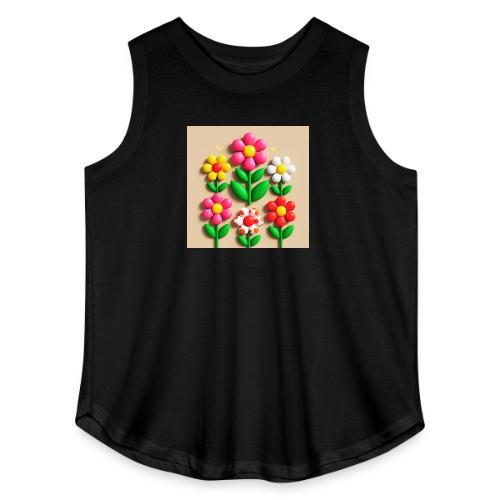 3D Flowers and Butterflies in Amber, Floral Design - Women's Curvy Relaxed Tank Top