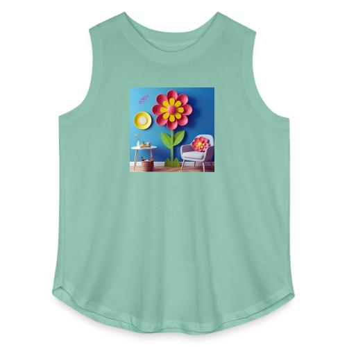 Flower design and harmony of environmental well-be - Women's Curvy Relaxed Tank Top