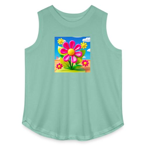 Pink Floral Peace | Sky & Nature Design - Women's Curvy Relaxed Tank Top
