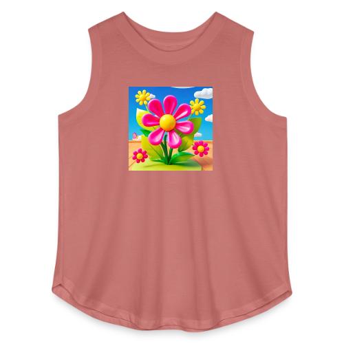 Pink Floral Peace | Sky & Nature Design - Women's Curvy Relaxed Tank Top