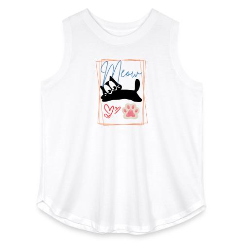 Meow Cat Paw Cute Kitty Lover Design - Women's Curvy Relaxed Tank Top