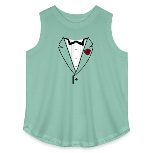 Tuxedo w/Black Lined Lapel - Women's Curvy Relaxed Tank Top