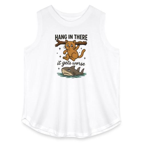 Funny Hang in There, It Gets Worse Cat and Shark - Women's Curvy Relaxed Tank Top