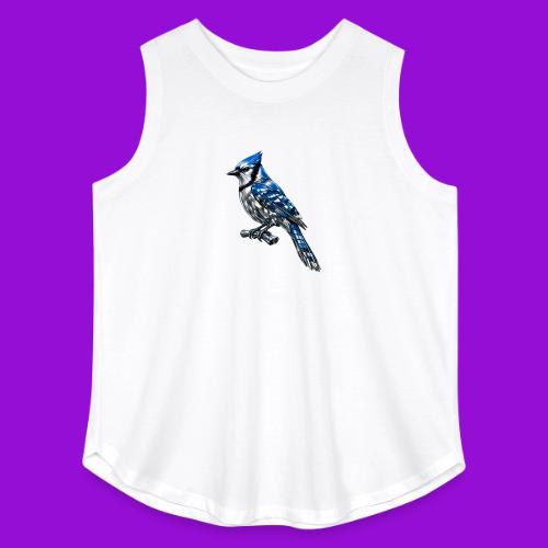 Silver Blue Jay on Perch + Flight Stages 2-print - Women's Curvy Relaxed Tank Top