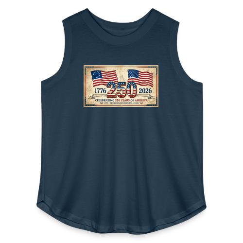 USA 250th Anniversary Flags Emblem - Women's Curvy Relaxed Tank Top