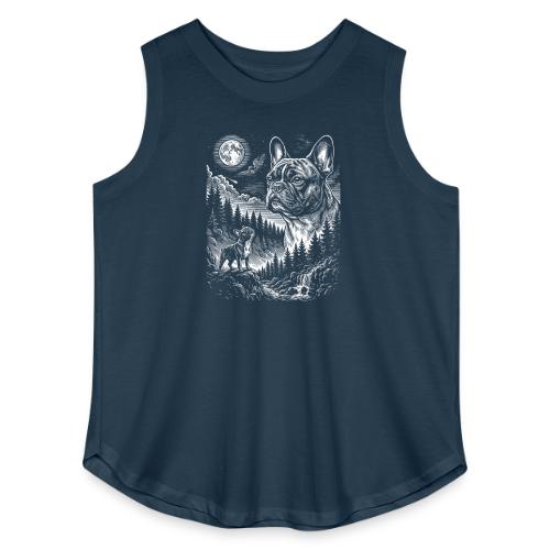 Vintage French Bulldog Moon Howling Tee - Women's Curvy Relaxed Tank Top