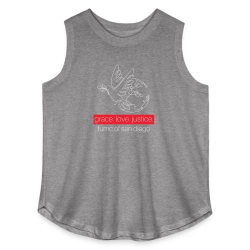 Grace. Love. Justice.- dove and earth graphic - Women's Curvy Relaxed Tank Top
