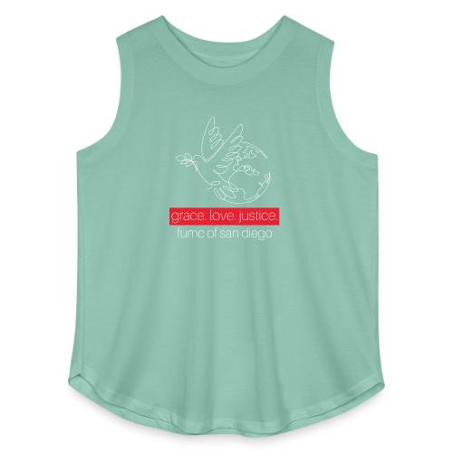 Grace. Love. Justice.- dove and earth graphic - Women's Curvy Relaxed Tank Top