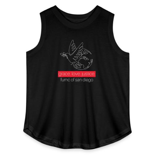 Grace. Love. Justice.- dove and earth graphic - Women's Curvy Relaxed Tank Top