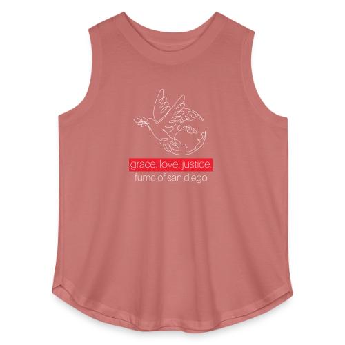 Grace. Love. Justice.- dove and earth graphic - Women's Curvy Relaxed Tank Top