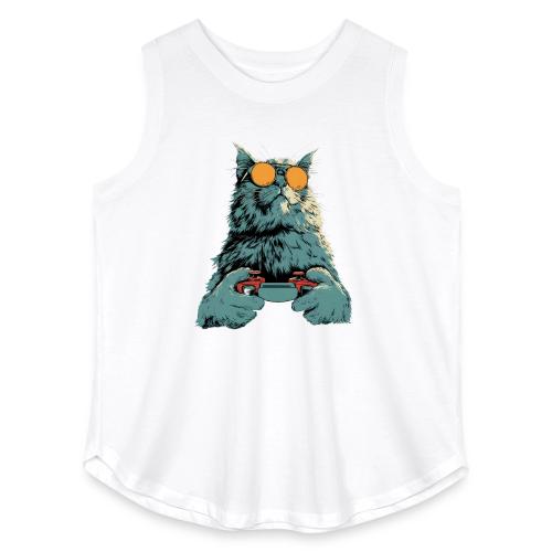 Cat: Fluff Mode On - Women's Curvy Relaxed Tank Top