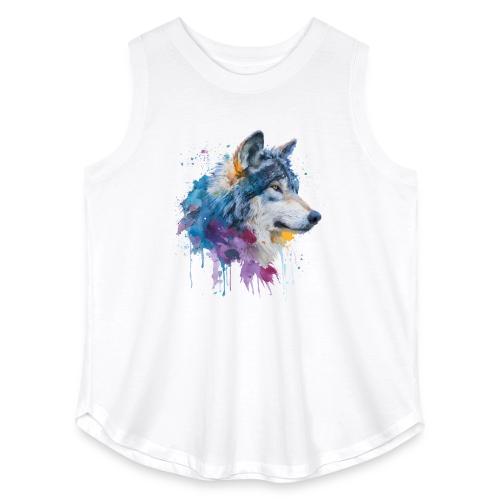 Splash-Art Wolf Head - Women's Curvy Relaxed Tank Top