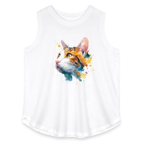 Cat: Feline Ink Burst - Women's Curvy Relaxed Tank Top