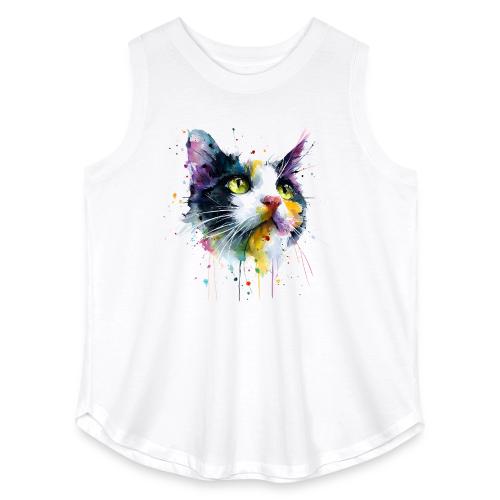 Cat: Painted Purr Expression - Women's Curvy Relaxed Tank Top