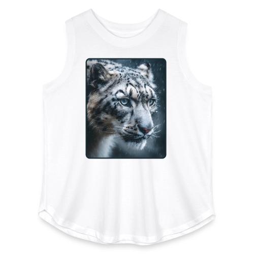 Snow Leopard Blue Eyes Design - Women's Curvy Relaxed Tank Top