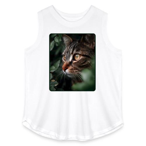 Tabby Cat Jungle Eyes Design - Women's Curvy Relaxed Tank Top