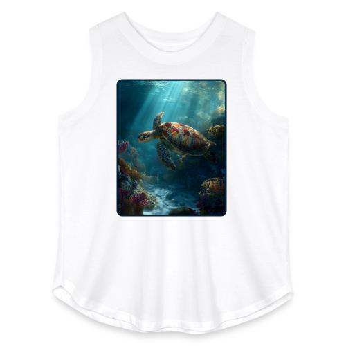Sea Turtle Coral Reef Design - Women's Curvy Relaxed Tank Top