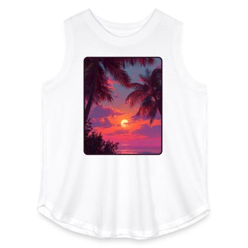 Tropical Sunset Palm Silhouette Design - Women's Curvy Relaxed Tank Top