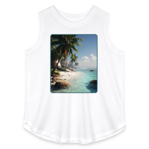 Tropical Beach Paradise Palm Design - Women's Curvy Relaxed Tank Top