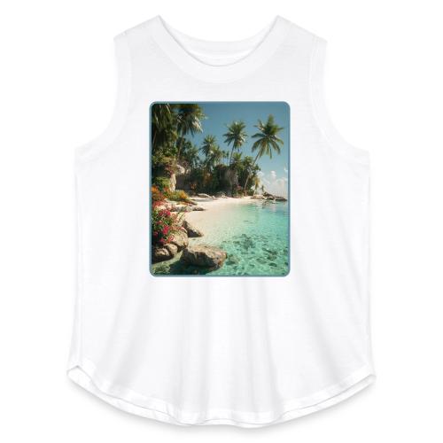 Serene Tropical Beach Floral Design - Women's Curvy Relaxed Tank Top