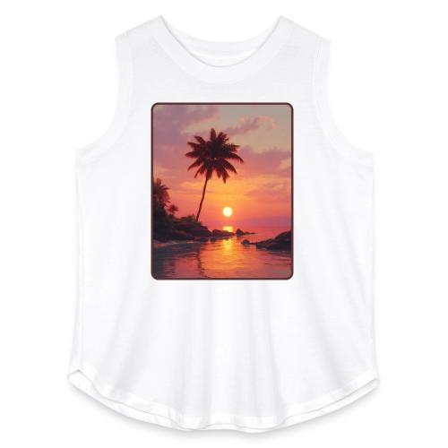 Tropical Beach Sunset Palm Design - Women's Curvy Relaxed Tank Top