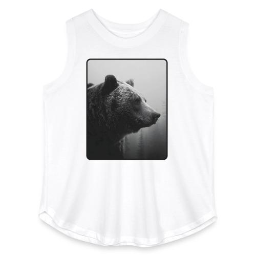 Grizzly Bear Black White Portrait Design - Women's Curvy Relaxed Tank Top
