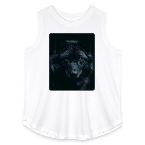 Black Wolf Intense Eyes Portrait Design - Women's Curvy Relaxed Tank Top
