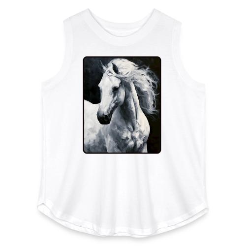 White Horse Oil Painting Design - Women's Curvy Relaxed Tank Top