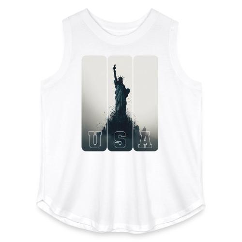 USA: Liberty Rising Over Manhattan - Women's Curvy Relaxed Tank Top