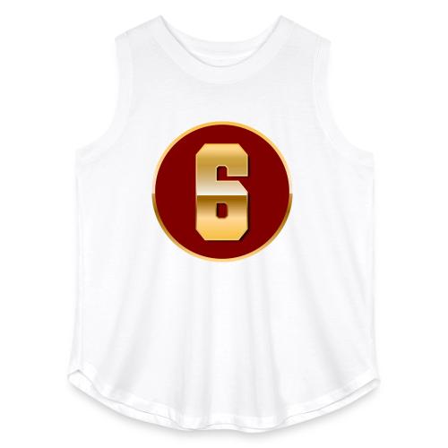 Number 6 in Gold Varsity Font - Women's Curvy Relaxed Tank Top