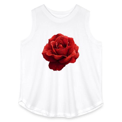 Rose: Crimson Dew Bloom - Women's Curvy Relaxed Tank Top