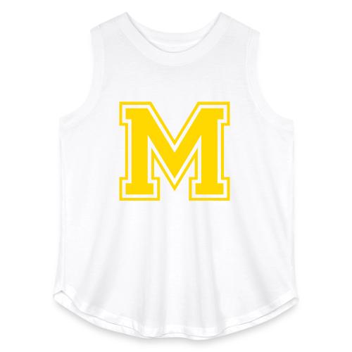 Letter M – Capital Athletic Alphabet Monogram - Women's Curvy Relaxed Tank Top