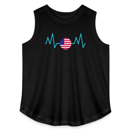 Heartbeat USA Flag – Patriotic American Pride Tee - Women's Curvy Relaxed Tank Top