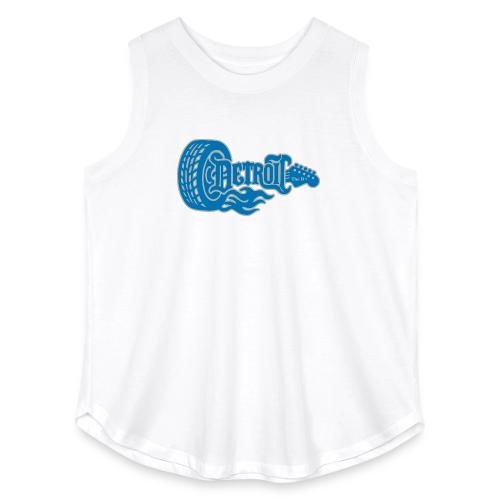 The D® - Detroit Wheel Guitar with Flames Bl Slvr - Women's Curvy Relaxed Tank Top