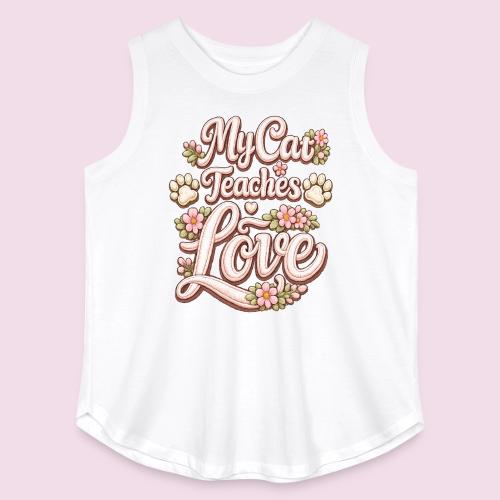 My Cat Teaches Love Faux Embroidery Style - Women's Curvy Relaxed Tank Top