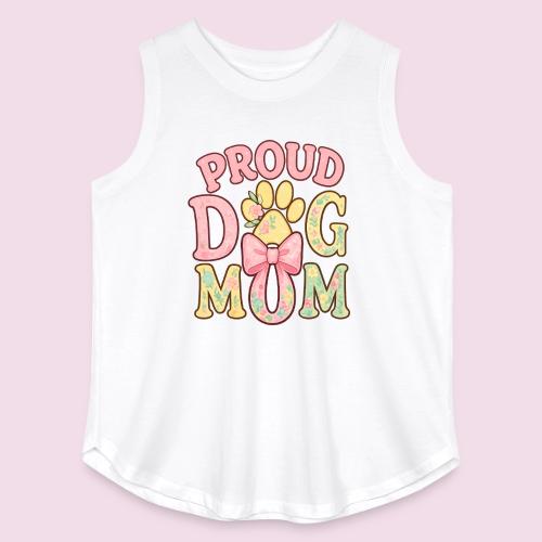 Proud Dog Mom Floral Paw Bow - Women's Curvy Relaxed Tank Top