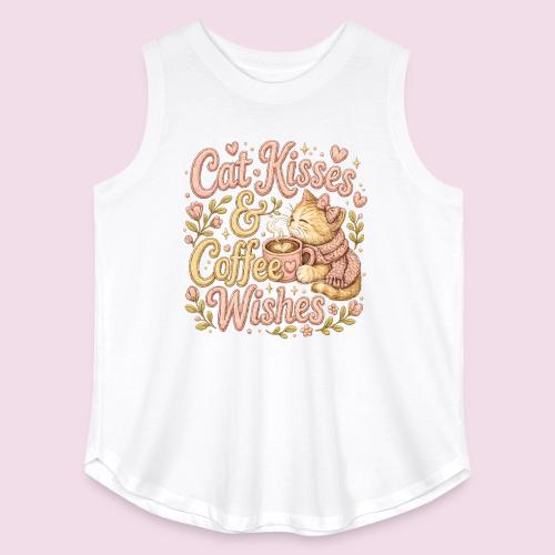 Cat Kisses & Coffee Wishes Faux Stitched - Women's Curvy Relaxed Tank Top