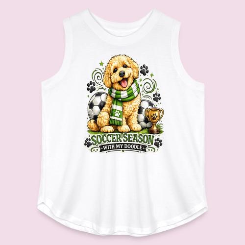 Soccer Season With My Doodle Goldendoodle Dog - Women's Curvy Relaxed Tank Top