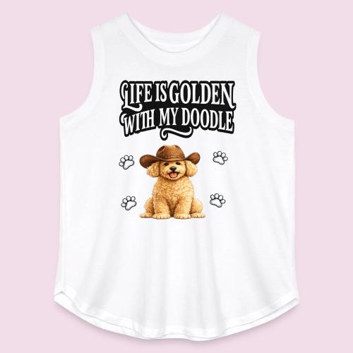 Life Is Golden With My Doodle Cowboy Goldendoodle - Women's Curvy Relaxed Tank Top