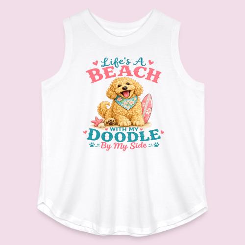 Life's A Beach With My Doodle By My Side - Women's Curvy Relaxed Tank Top