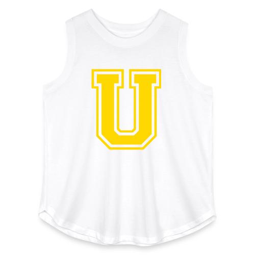 Letter U – Capital Athletic Alphabet Monogram - Women's Curvy Relaxed Tank Top