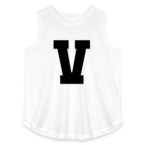 Varsity Letter V Athletic Alphabet Graphic - Women's Curvy Relaxed Tank Top
