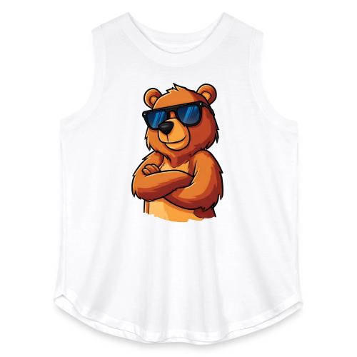 Cool Bear Sunglasses Cartoon Design - Women's Curvy Relaxed Tank Top